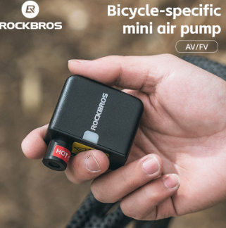 Rockbros Cube Mini Inflator Rechargable Electric Bike Air Pump Portable 100 PSI AV/FV MTB Road Bike Tiny Bicycle Pump