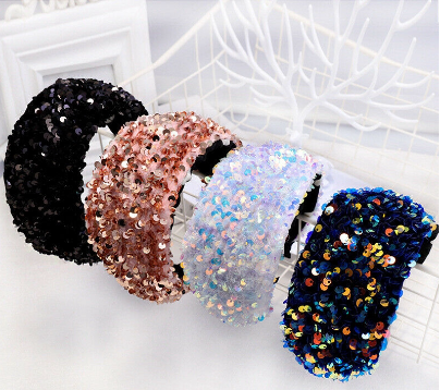 Korean Sequin Wide-brimmed Headband Sweet Fashion Simple Wild Hair Band Woman Hair Accessories