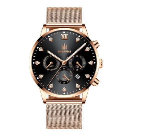 Fashion Men Stainless Steel Quartz Watches with Calendar M01