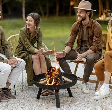 1pc Fire Pit Outdoor Cast Iron Wood Burning Fire Bowl, Multifunctional Camping Bowl Barbecue, Indoor Outdoor Garden Patio Grill Wood Charcoal