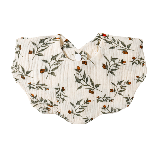 Baby Printed Towel Cotton Gauze Wavy Edge Muslin Bib 4