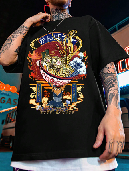 Manfinity Hypemode Men Plus Cartoon & Letter Graphic Tee