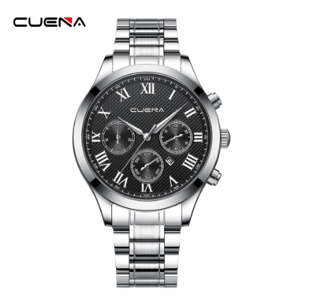 Original CUENA Men's Watches Fashion Vintage Creative Dial Casual Business Sport Gold Stainless Steel Water Resistant Quartz Analog 6059 03