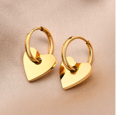 Dainty Heart Dangle Hoop Earring