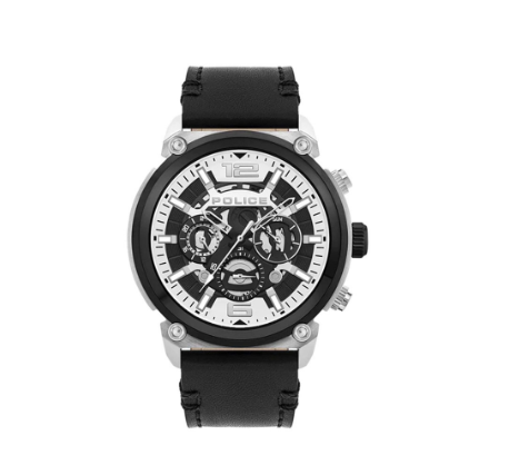 Police Xmas Box Set Black Leather Analog Quartz Watch For Men PPL.14378JSTB/01XMSB