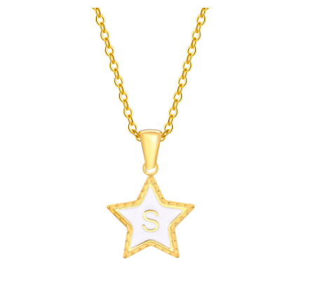 Vnox A-Z Letter Star Shope Pendant Necklace for Women,18K Gold Initial Stainlss Steel Jewelry Accessories Gift S