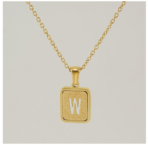 Fashionable 18K Stainless Steel Hollowed Out 26 Capital Letters Necklace for Womens Titanium Steel Letter Pendant Collarbone Chain W