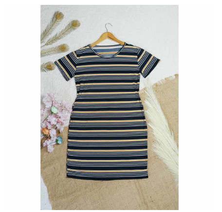 Maternity Taytay Supplier Maternity Dress Casual Tshirt Dress (Stripes) MD10