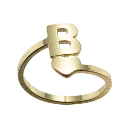 Fashion Heart 26 Letters Rings For Women Gold Color A-Z Initials Opening Ring Alphabet Finger Accessories Party Jewelry Gifts B