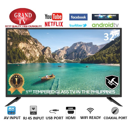 Grand 32" Smart LED TV with Tempered Glass Netflix Ready Android 11.0