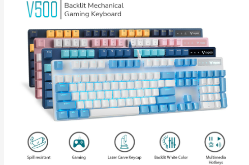 Rapoo V500 Pro Mechanical Keyboard Wired Blue Switch Gaming Keyboard