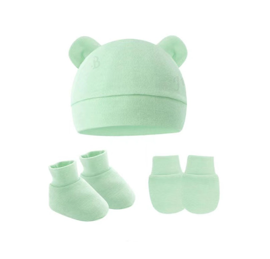 Baby hat Baby Mittens Booties Set newborn cap infant hats fashion Soft Cotton newborns Beanie 45