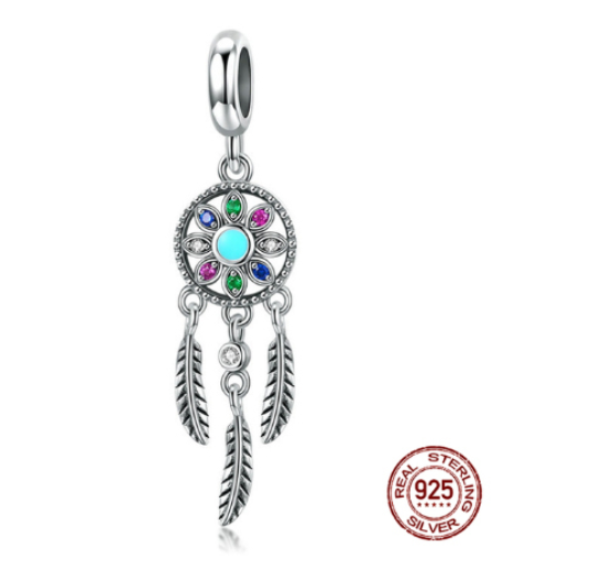 Turtle 925 Silver Pandora Dangle Charm Three In One Pendant Decoration For Bracelet Dream Catcher Beads S21