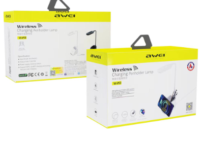 Awei W20 Quick Wireless Charging LED Dimmable Eye Protect Reading Charger with Pen Holder Desk Lamp