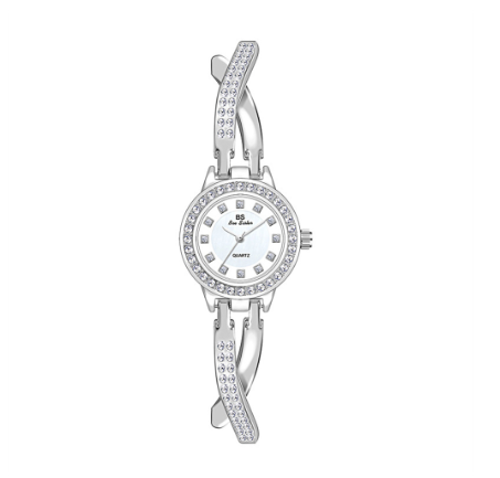 BS Bee Sister Hot Sale Women Watch Fashion Casual Original Top Brand Korean Version Rhinestone Noble And Shine Stainless Steel Watch SILVER