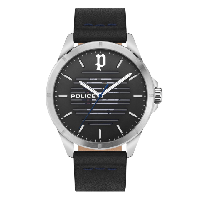 Police Barwara Black Leather Analog Quartz Watch For Men PPEWJA2204502