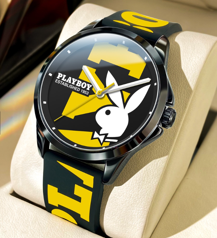 Playboy Watch For Men Waterproof Silicone Strap Original Rabbit Dial Trendy Fashion Style Men's Watch