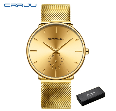 CRRJU Men's Watch Original Brand Ultra thin Sports Fashion Business Simulation Quartz Stainless Steel Waterproof 2150 M01