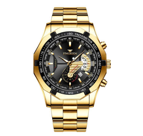 FNGEEN S001 Men's Quartz Watch GOLD BLACK