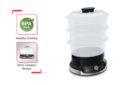 Tefal Ultracompact Food Cooker Steamer with 3pcs BPA Free Bowl and Water Level Indicator VC204865