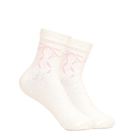 Iconic Socks Valentines Limited Edition Cream Big Ribbon Bows Casual Length Women Socks