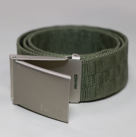 Izod Men's Embossed Nylon Belt w/ Metallic Flip Closure Buckle