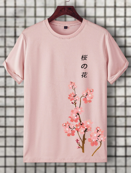 Manfinity Men T-Shirts Fit Crew Neck Short Sleeve Graphic Tee Floral Casual Summer Polyester