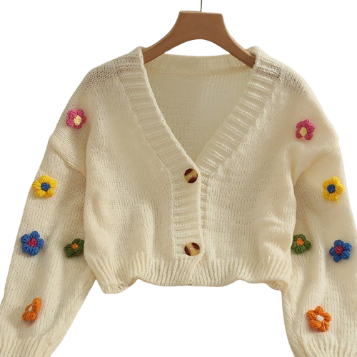 Lovito Women Casual Plain Flowers Sweater LNA42111