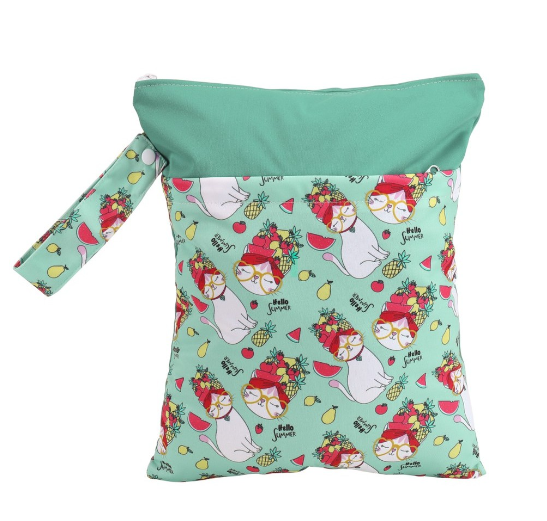Reusable Waterproof Pattern Double Pocket Diaper Wet Bag DWB6