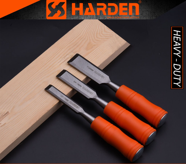 Harden 611001 3Pcs Orange Circular Handle Wood Chisel Set Woodwork Crv Small Carving