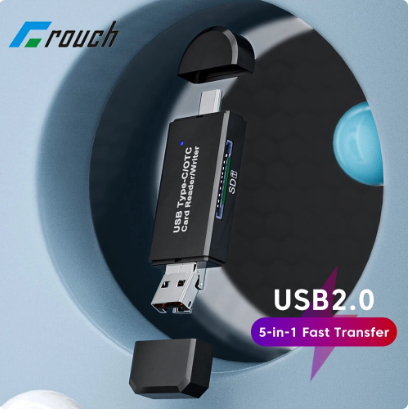 5-in-1 USB2.0 Card Reader USB Type C To Micro SD TF Memory Carad Connection Fast Transfer Cardreader for PC Laptop Accessories