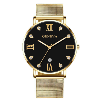 Original GENEVA Luxury Diamond Stainless Steel Waterproof Quartz Fashion Watch for men's Women's 7