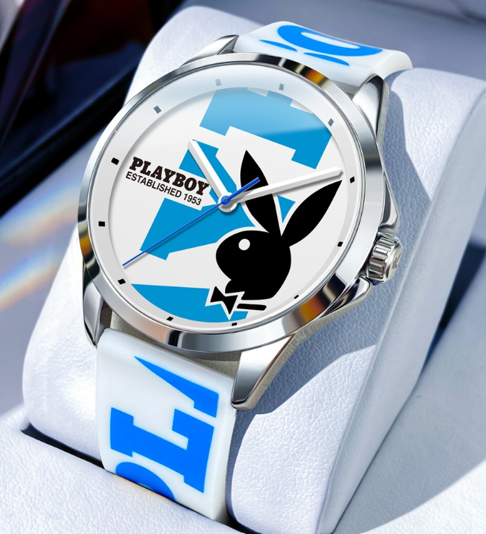Playboy Watch For Men Waterproof Silicone Strap Original Rabbit Dial Trendy Fashion Style Men's Watch