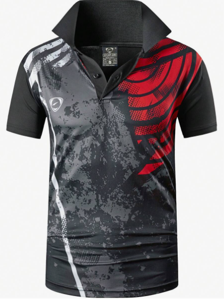 1pc Men's Black Paul Polo Shirt, Paul T-Shirt, Short Sleeve, Dry-Fit, Slim, Tennis, Golf, Bowling, Quick-Drying, LSL252