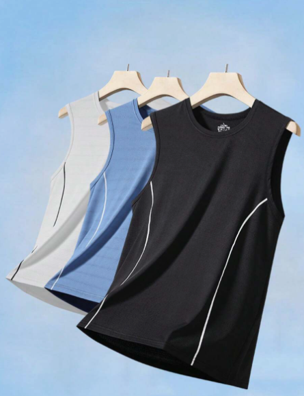 Men Summer Thin Quick-Drying Moisture-Absorbing Breathable Sports Tank Top, For Running, Exercise, Fitness, Basketball
