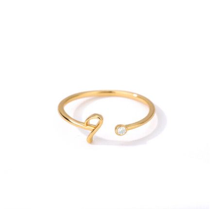 【Y&X】No fade 18K Gold 26 Initial Letters A G J Cubic Zircon Crystal Open Rings Finger Women Jewelry Gift I