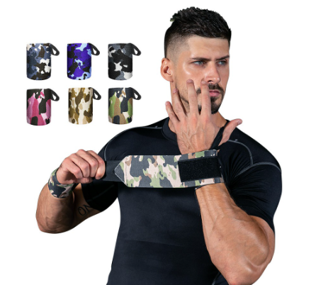 1pair Nylon Compression Camouflage Wrist Band Wrap Gym Weight Lifting Brace Support Basketball Sports