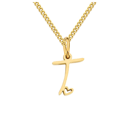 Cursive Initial Necklaces for Women Girls,14K Gold Filled Personalized Monogram Name Letter Necklace Jewelry Gifts T