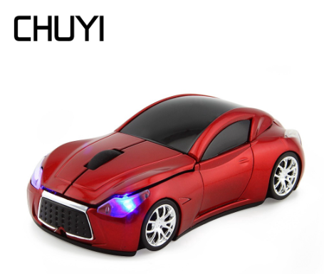 CHUYI Wireless Car Mouse Sport Red Car Shaped 1600DPI Optical Mouse Gaming For Laptop Computer Gift