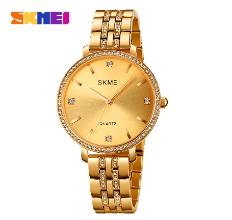SKMEI Watch For Woman Waterproof Original Women Stainless Steel Quartz 2006 GOLD