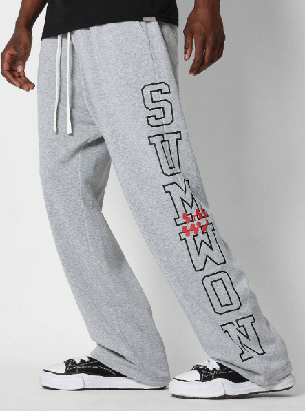 SUMWON Drop Crotch Jogger Pant With Front Graphic