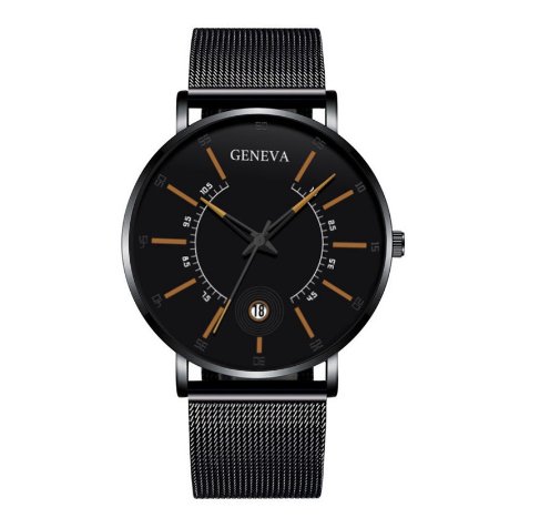 Geneva Luxury Ultra Thin Men's Business Watches Stainless Steel Mesh Belt Analog Quartz Wristwatch M8