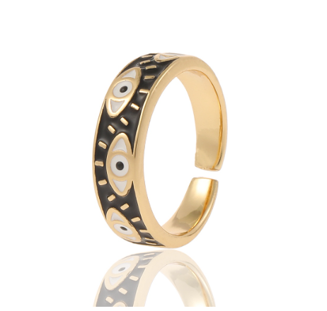 Turkish Evil Eye Adjustable Rings Colorful Enamel Dripping Oil For Women Jewelry Gifts DD