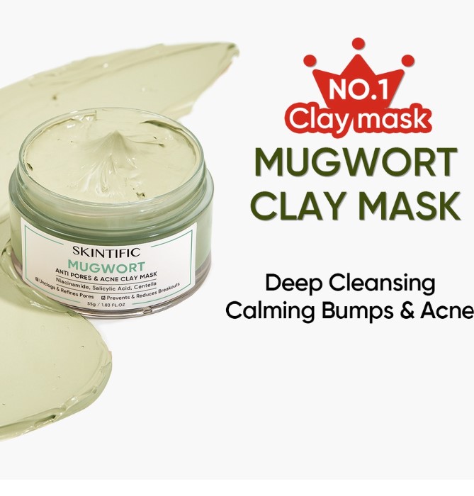 Skintific Mugwort Mask Anti Pores & Acne Clay Mask Moisturizing Oil Control Mud Mask Reduce Redness