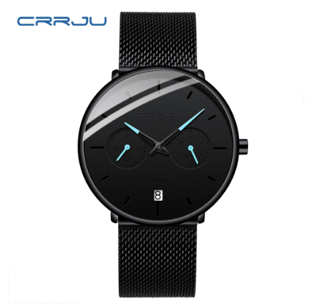 CRRJU Men's Watch Original Brand Multifunctional Fashion Business Analog Quartz Stainless Steel Waterproof 2263 X M014