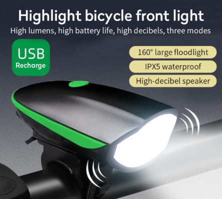 Bike Light with Loud Bike Horn, Rechargeable Bicycle Light Waterproof Cycling Lights,Bicycle Light