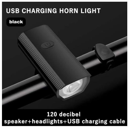 Bike Light with Horn USB Rechargeabl Waterproof Multi-mode Night Light for Mountain Bike Flashlight B6