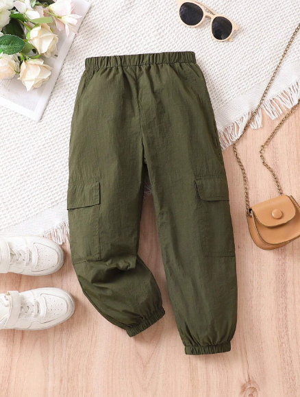 SHEIN Young Girl Flap Pocket Side Cargo Pants