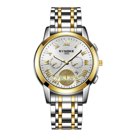 Synoke business quartz watch fashion minimalist design men's watch GOLD WHITE