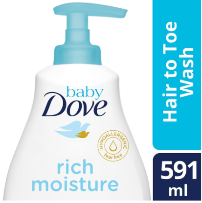 Baby Dove Hair to Toe Wash Rich Moisture 591ml for Dry Skin